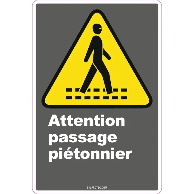 French CDN "Pedestrian Crossing" sign in various sizes, shapes, materials & languages + optional features