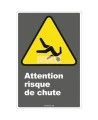 French CDN "Caution Fall Hazard" sign in various sizes, shapes, materials & languages + optional features