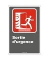 Affiche d’urgence et d’incendie «Sortie d’urgence» en divers formats, matériaux, langues & éléments optionnels