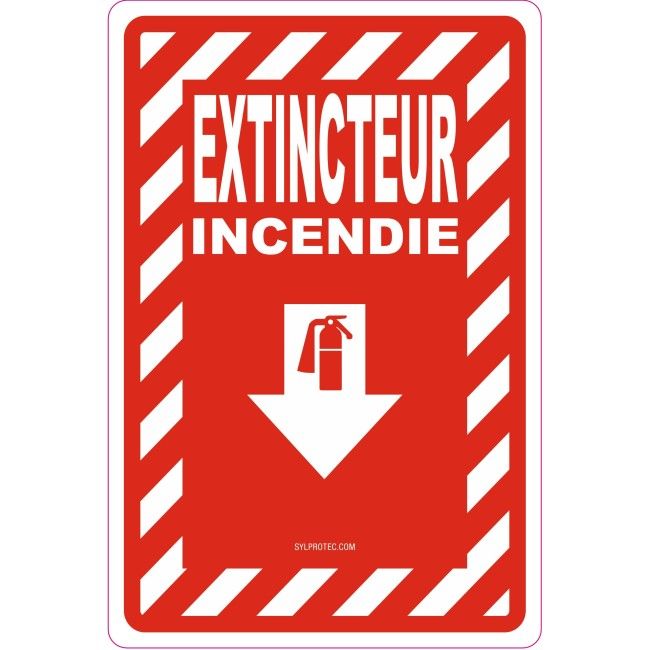 French "Extincteur Incendie" -sign of various sizes and different materials.