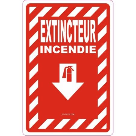 French "Extincteur Incendie" -sign of various sizes and different materials.