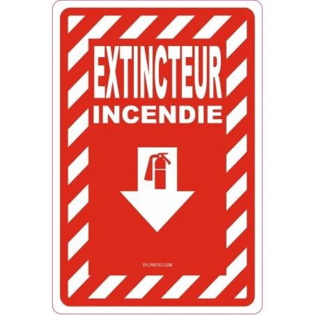 French "Extincteur Incendie" -sign of various sizes and different materials.