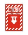 French "Extincteur Incendie" -sign of various sizes and different materials.