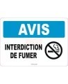 French OSHA “Notice No Smoking” sign in various sizes, materials, languages & optional features