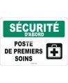 Affiche OSHA «Sécurité d’abord Poste de premiers soins»: langues, options, formats & matériaux variés