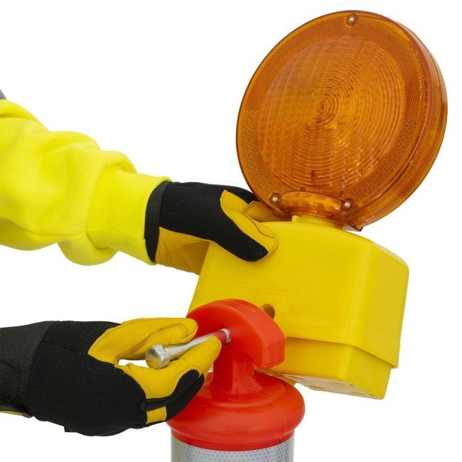 High-visibility retroreflective road sign made of low-density polyethylene, 47 in high, orange color, sold individually High-visibility retroreflective road sign made of low-density polyethylene, 47 in high, orange color, sold individually