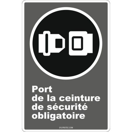 Affiche CDN « Port de la ceinture de sécurité obligatoire » en français: langues, formats & matériaux divers + options