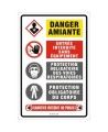 French sign " Asbestos hazard, no entry without equipment " sign: many sizes, shapes, materials & languages + optional features