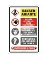French sign " Asbestos hazard, no entry without equipment " sign: many sizes, shapes, materials & languages + optional features
