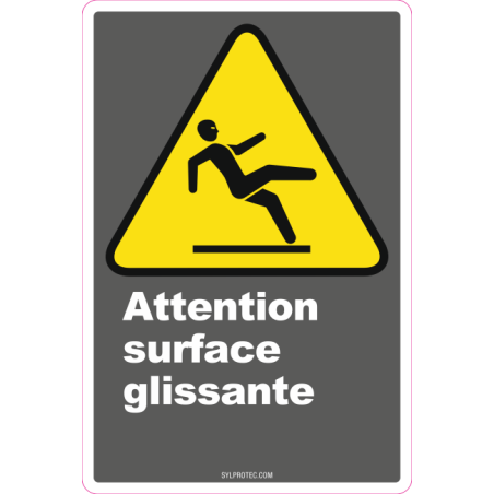 Affiche CDN «Attention surface glissante» de langue française: langues, formats & matériaux divers   options