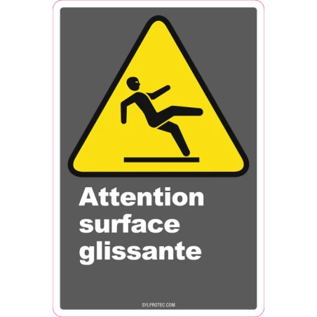 Affiche CDN «Attention surface glissante» de langue française: langues, formats & matériaux divers + options