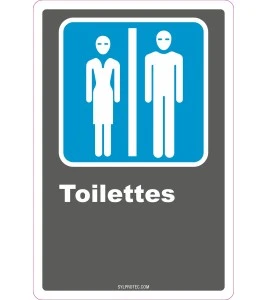Affiche CDN «Toilette» pour homme et femme de langue française: langues, formats & matériaux divers + options