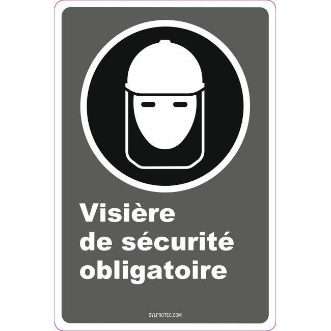 Affiche CDN «Visière de sécurité obligatoire» de langue française: langues, formats & matériaux divers + options Affiche CDN «Visière de sécurité obligatoire» de langue française: langues, formats & matériaux divers + options