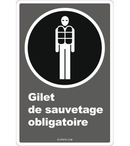 Affiche CDN «Gilet de sauvetage obligatoire» en français: langues, formats & matériaux divers   options