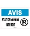 French OSHA “Notice No Parking” sign in various sizes, materials, languages & optional features