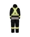 Combinaison en coton noir doublée de polyester avec bande à basse visibilité , Terra, grandeur petit (P) à 5XL