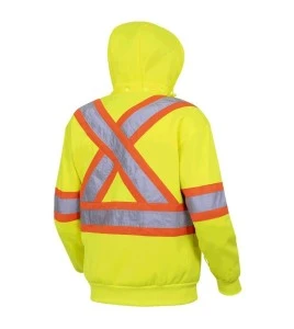 Men's orange Pioneer fleece hoodie 10.5 oz made of high-visibility polyester, sold individually