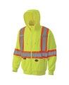 Men's yellow Pioneer fleece hoodie 7 oz made of high-visibility polyester, sold individually
