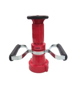 Polycarbonate spray nozzle with handle for 2.5" hose, QST (Quebec) thread, fog stream, full stream or complete shut-off