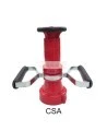 Polycarbonate spray nozzle with handle for 2.5" hose, CSA Ontario thread, fog stream, full stream or complete shut-off