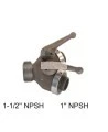 Connexion en Y avec valve de contrôle individuel, entrée 1’’ femelle pivotante NPSH, 2 sorties 1’’ NPSH mâles
