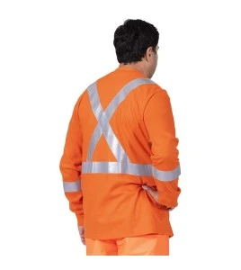 Chandail ignifuge Pioneer à manche longue fabriqué en coton, 7,5 oz (250 g/m2) orange, vendu à l'unité