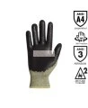 Woven gloves in flame-retardant fiber, ARC2 arc-resistant, neoprene-coated palm, made in Canada, sold by the pair