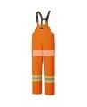 Waterproof, flame-retardant, high-visibility orange safety bib pant, model 5893 Pioneer Flame-Gard, sizes XS to 7 XL