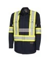 Safety shirt, navy blue, FR-TECH 7 oz fireproof, size small to 4XL, Pioneer V2541440, model 7742SF, sold by unit