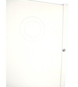 Surface-mounted cabinet for fire hose of 75 to 100 ft and fire extinguisher of 5 or 10 lbs.