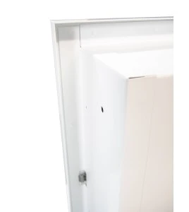 Semi-recessed built-in cabinet for 5 lbs powder fire extinguishers, pre-painted white