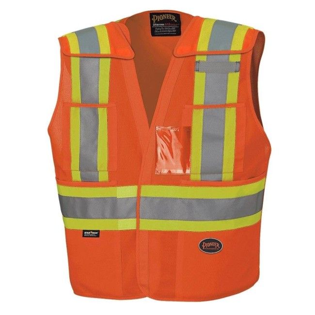Veste de sécurité Pioneer haute visibilité orange, classe 2, niveau 2, détachable, 5 poches, vendue à l’unité Veste de sécurité Pioneer haute visibilité orange, classe 2, niveau 2, détachable, 5 poches, vendue à l’unité