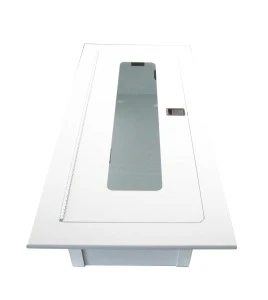 Recessed built-in cabinet for 10 lbs powder fire extinguishers, pre-painted flat white