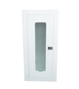 Recessed built-in cabinet for 10 lbs powder fire extinguishers, pre-painted flat white