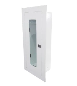 Recessed built-in cabinet for 10 lbs powder fire extinguishers, pre-painted flat white