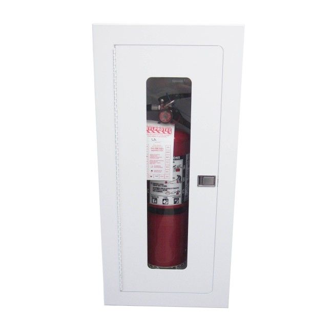 Recessed built-in cabinet for 10 lbs powder fire extinguishers, pre-painted flat white Recessed built-in cabinet for 10 lbs powder fire extinguishers, pre-painted flat white