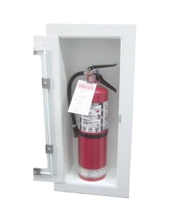 Recessed built-in cabinet for 10 lbs powder fire extinguishers, pre-painted flat white