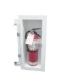 Recessed built-in cabinet for 10 lbs powder fire extinguishers, pre-painted flat white