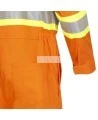 100% flame-resistant orange safety coverall, ARC 2, with high-visibility reflective stripes