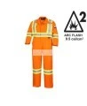 100% flame-resistant orange safety coverall, ARC 2, with high-visibility reflective stripes