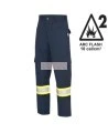 Pioneer FR-tech 7 oz, Arc 2 rated, Model 7764, navy blue flame-retardant cargo pants with high-visibility stripes, various sizes