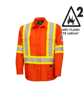 Chemise de sécurité orange Hi-vis, 7 oz ignifuge FR-TECH, Pioneer V2540460, modèle 7743, vendue à l'unité