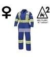 Women's 100% flame-resistant 7 oz , Pioneer 7704W royal blue safety coverall,ARC 2, with high-visibility reflective stripes