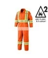 Combinaisons 7 oz orange ignifuge, Arc Flash ARC 2, Pioneer 7705 & 7705T, bandes hi-viz, fermeture éclair aux jambes