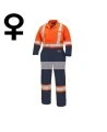 Combinaison de protection Pioneer pour femme en poly/coton 7 oz V2021450 modèle 5514WBB orange/bleue marine vendue à l'unité