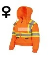 Women's orange Pioneer fleece hoodie made of high-visibility polyester, sold individually