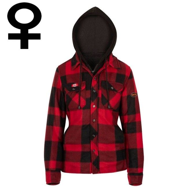 Chandail à capuchon matelassé en molleton pour femme de couleur rouge et noir, chemise de chasse, vendu à l’unité Chandail à capuchon matelassé en molleton pour femme de couleur rouge et noir, chemise de chasse, vendu à l’unité