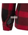 Women’s quilted polar fleece hooded in red and black plaid, often called a hunting shirt or lumberjack shirt, sold individually