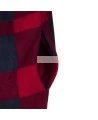 Men’s quilted polar fleece hooded in red and black plaid, often called a hunting shirt or lumberjack shirt, sold individually