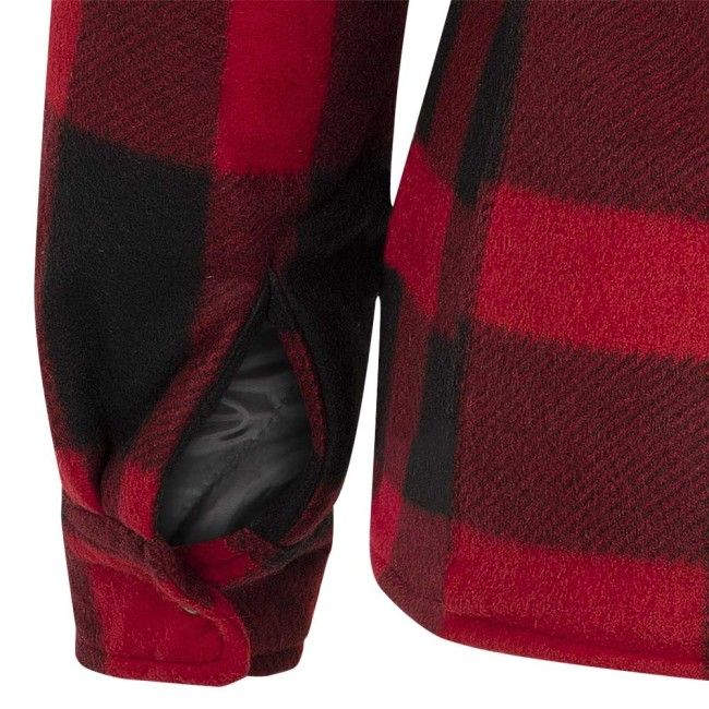 Pïoneer415RN men's quilted polar fleece hooded shirt red black